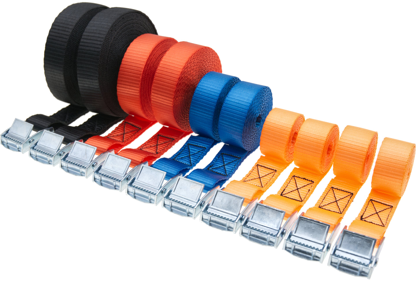 10 Sangles d'arrimage LODD assorties de 1m à 6m. Resistances 250 Kg.