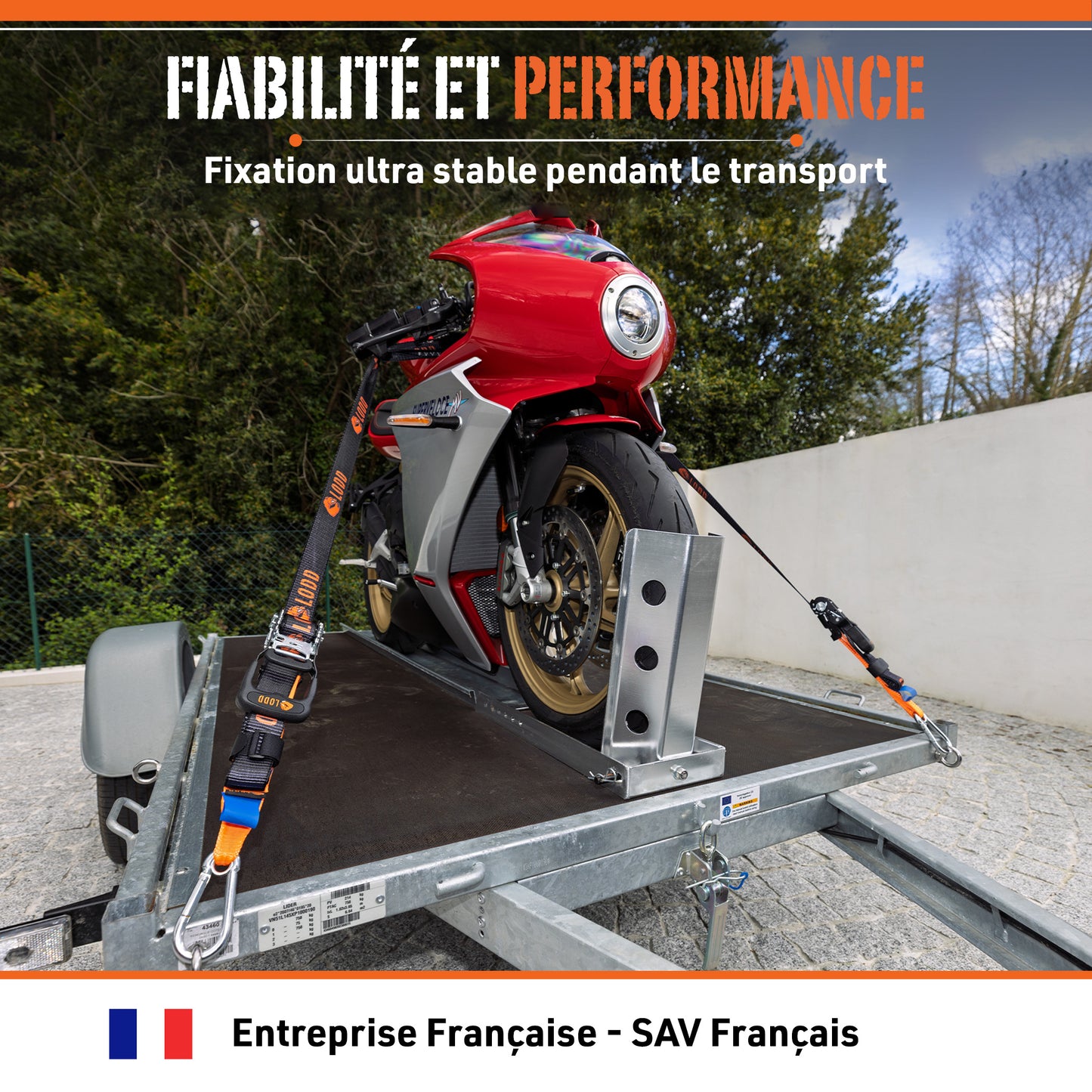 Sangles Moto Arrimage au Guidon avec Manchons Composites Renforcés et Cliquet Ultra-Robuste – Largeur 38 mm – Polyester Haute Résistance 1500 kg – Mousquetons acier – Valise Incluse