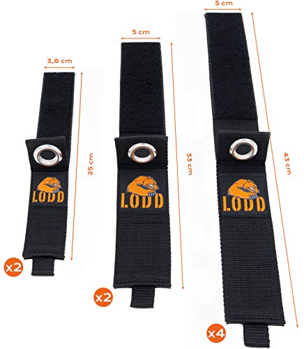 8 Sangles de rangement à scratch LODD. 3 tailles assorties 2M 2L 4XL LODD
