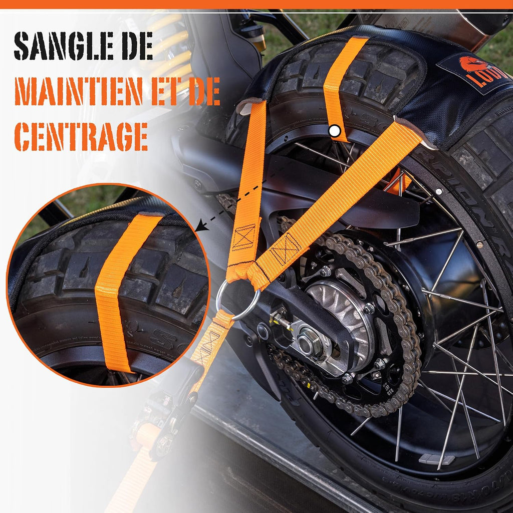 Sangle de centrage qui maintient la chape au milieu du pneu