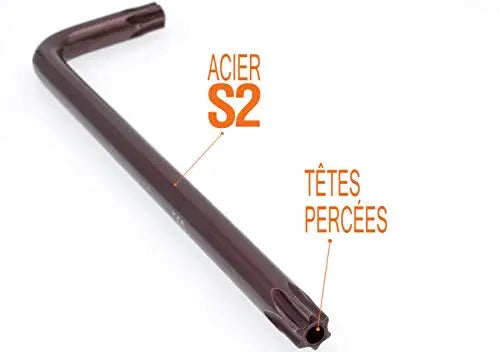 Jeu de 9 clés Torx Etoile LODD Haute Résistance en Acier S2 anodisé bronze LODD