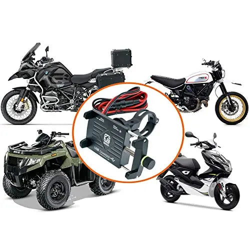 Support Téléphone Moto Universel avec Chargeur Alimentation USB pour Guidon Moto Scooter Quad en Aluminium Aviation Haute qualité, Rotation à 360° LODD