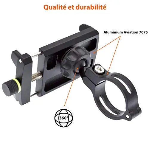 Support téléphone pour Guidon Moto Vélo Scooter VTT en Aluminium Aviation Haute qualité, Rotation à 360°. Universel pour Tous Smartphone. LODD