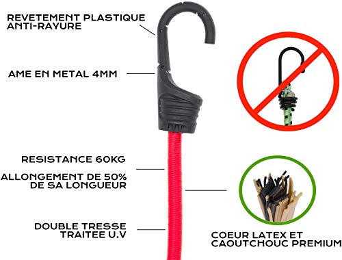 Tendeurs élastiques Haute Qualité avec crochets, Lot de 29 + 1 pièces . Livré avec valise de transport. LODD